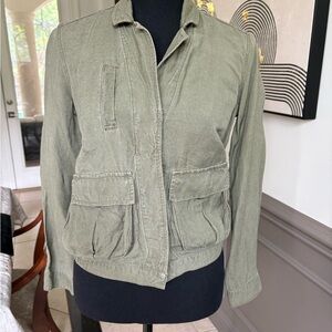Madewell Sage Utility Jacket Lightweight Linen Blend